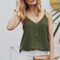 Green Spaghetti Strap Buttoned Tank Top