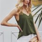 Green Spaghetti Strap Buttoned Tank Top