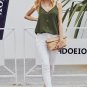 Green Spaghetti Strap Buttoned Tank Top