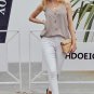 Apricot Spaghetti Strap Buttoned Tank Top