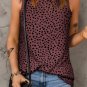 Red Leopard Print Round Neck Tank Top