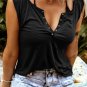 Black Solid Slim-fit V Neck Tank Top