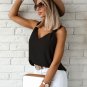 Black V Neck Knotted Shoulder Vest
