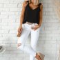 Black V Neck Knotted Shoulder Vest