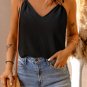 Black V Neck Knotted Shoulder Vest