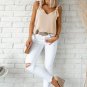 Apricot V Neck Knotted Shoulder Vest