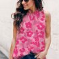 Leopard Frilled Collar Printed Tank Top