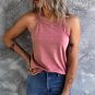 Pink Solid Color Crew Neck Tank Top