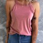Pink Solid Color Crew Neck Tank Top