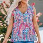 Boho Pattern Print Flounce V Neck Tank Top