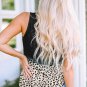 Black Gradient Leopard Split Neck Tank Top