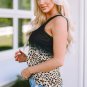 Black Gradient Leopard Split Neck Tank Top