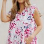 Spotted Print Ruffled V Neck Tank Top