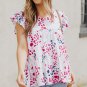 Spotted Print Ruffled V Neck Tank Top