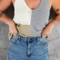 Gray Color Block Knitted Tank Top