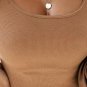 Brown Gold Chain Straps Rib Knit Tank Top