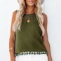 Green Tasseled Crochet Hollow out Knit Tank