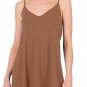Chestnut Spaghetti Strap V Neck Flowy Tunic Tank Top