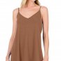 Chestnut Spaghetti Strap V Neck Flowy Tunic Tank Top