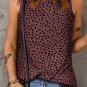 Fiery Red Leopard Print Round Neck Tank Top