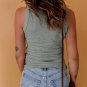 Solid Gray Round Neck Ribbed Tank Top