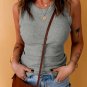 Solid Gray Round Neck Ribbed Tank Top