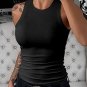 Solid Black Round Neck Ribbed Tank Top