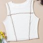 White Contrast Seams Ribbed Tank Top