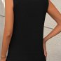 Black Crew Neck Pleated Tank Top