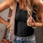 Black Floral Jacquard Square Neck Tank Top