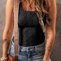 Black Floral Jacquard Square Neck Tank Top