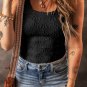 Black Floral Jacquard Square Neck Tank Top