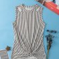Gray Striped Cutout Twist Front Tank Top