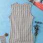 Gray Striped Cutout Twist Front Tank Top