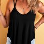 Black Exposed Seam Detail Double Straps Tank Top