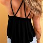 Black Exposed Seam Detail Double Straps Tank Top