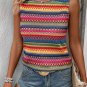 Yellow Ethnic Wavy Pattern Round Neck Sleeveless Top