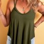 Jungle Green Exposed Seam Detail Double Straps Tank Top