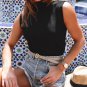 Black Solid Mock Neck Tank Top
