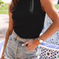 Black Solid Mock Neck Tank Top