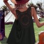 Black Bohemian Crochet Patchwork Sleeveless Tunic