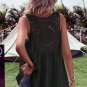 Black Bohemian Crochet Patchwork Sleeveless Tunic