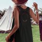 Black Bohemian Crochet Patchwork Sleeveless Tunic