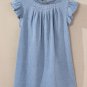 Beau Blue Frilly Pleated Button Back Retro Chambray Top
