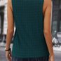 Sea Green Lattice Textured Split Neck Tank Top