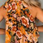 Orange Floral Print Knotted Halter Neck Sleeveless Top