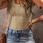 Smoke Gray Floral Jacquard Square Neck Tank Top