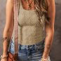 Smoke Gray Floral Jacquard Square Neck Tank Top