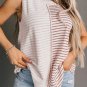 Brown Stripe Colorblock Loose Tank Top