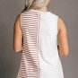 Brown Stripe Colorblock Loose Tank Top
